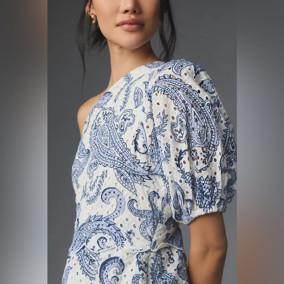 Farm Rio One-Shoulder Eyelet Midi Dress 🩵 - Picture 2 of 11